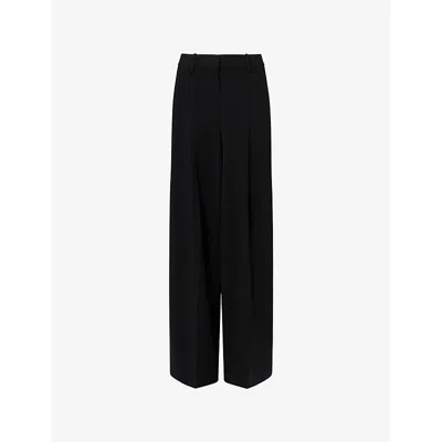 Theory Womens  Pleated Wide-leg Woven Trousers In Black