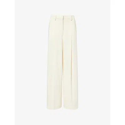 Theory Womens  Pleated Wide-leg Woven Trousers In White