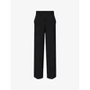 Theory Womens Black Pressed Crease Wide-leg Double-knit Trousers In Black