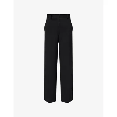 Theory Womens Black Pressed Crease Wide-leg Double-knit Trousers
