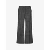 Theory Womens Charcoal Multi Pressed-crease Wide-leg Wool-blend Trousers In Gray