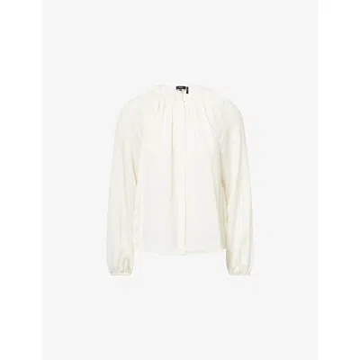 Theory Womens  Ruched Silk Blouse In White
