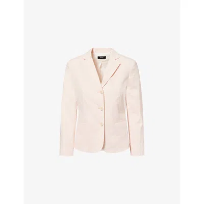 Theory Womens Warm Pink Shrunken Three-button Single-breasted Linen-blend Blazer