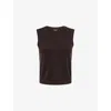 Theory Womens Cacao Sleeveless Crewneck Cashmere Top In Brown