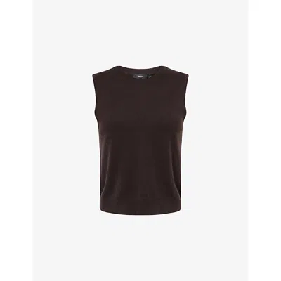 Theory Womens Cacao Sleeveless Crewneck Cashmere Top In Brown