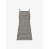 Theory Womens Shale Multi Square-neck Tweed Cotton-blend Mini Dress