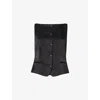 Theory Womens Black Tailored Boat-neck Satin Waistcoat In Black