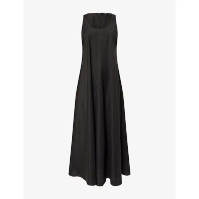 Theory Womens Black Tent Cotton-blend Tank Dress