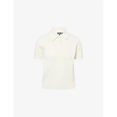 Theory Womens  Texture Cable-knit Cashmere Polo Shirt In White