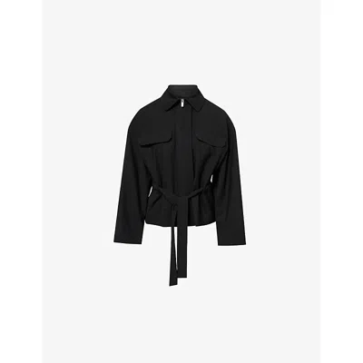 Theory Womens  The Cinch Wool-blend Flight Jacket In Black