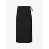 Theory Trouser Linen Midi Skirt In Black