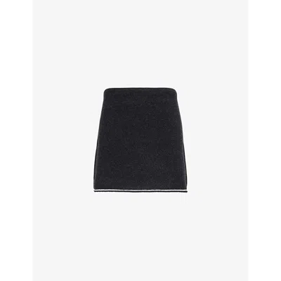 Theory Womens  Tweed Contrast-stitching Wool-blend Mini Skirt In Black Multi
