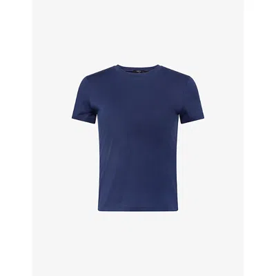 Theory Womens Tiny Tee Short-sleeve Cotton T-shirt Sapphire Navy