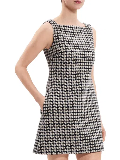 Theory Womens Tweed Houndstooth Mini Dress In Multi