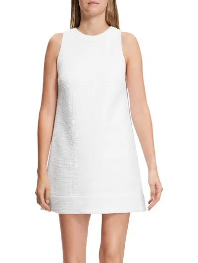 Theory Womens Tweed Mini Shift Dress In White