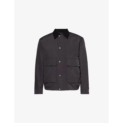 Theory Womens Utility Twill-collar Relaxed-fit Woven Jacket Charcoal