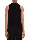 Theory Sleeveless Cowl Neck Stretch Velvet Top In Black