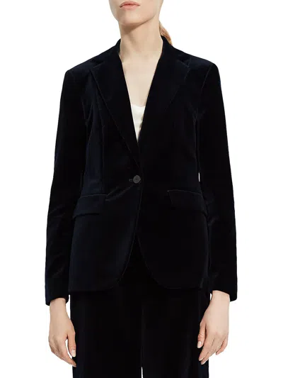 Theory Womens Velvet Mid-weight One-button Blazer In Blue