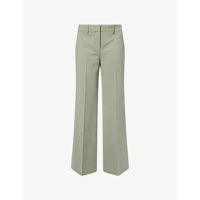Theory Womens Vetiver Melange Fluid Flare Wool Trousers