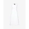 Theory Womens White Aline Wrap Stretch-linen Blend Midi Dress In White