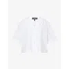 Theory Womens White Cropped Short-sleeves Stretch-cotton Shirt In White