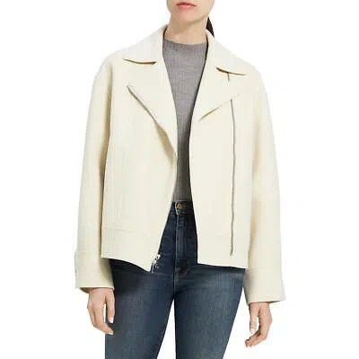 Pre-owned Theory Womens White Oversized Lightweight Motorcycle Jacket Coat L Bhfo 0472