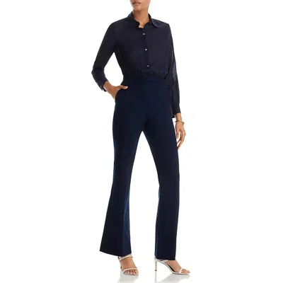Theory Womens Wool Long Sleeve Jumpsuit In Blue
