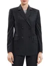 Theory Slim Double-breasted Suiting Flannel Blazer In Grey