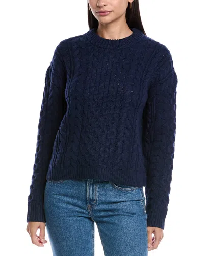 Theory Wool & Cashmere-blend Aran Crewneck Sweater In Blue