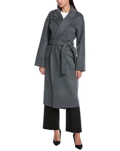 Theory Wool-blend Robe Coat In Gray