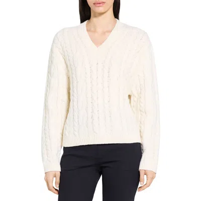 Theory Wool & Cashmere Cable Sweater In Neutral