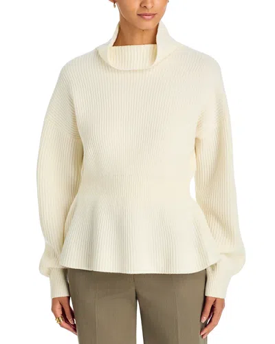 Theory Wool & Cashmere Cinch Waist Sweater In White