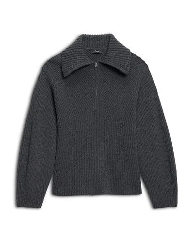 Theory Wool & Cashmere Collared Sweater In Gray