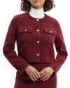 Theory Wool And Cashmere Cropped Cardigan Jacket In Cordovan