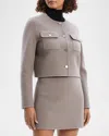 Theory Wool And Cashmere Cropped Cardigan Jacket In Cinder Melange
