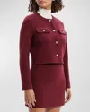 Theory Wool And Cashmere Cropped Cardigan Jacket In Red