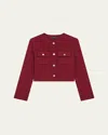 Theory Wool And Cashmere Cropped Cardigan Jacket In Cordovan