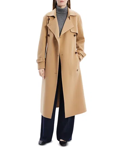 Theory Relaxed Trench Coat In Double-face Wool-cashmere In New Camel