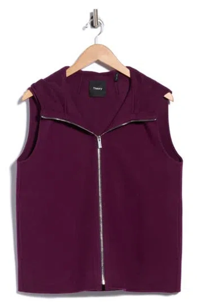 Theory Wool & Cashmere Hooded Vest In Burgundy