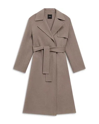 Theory Women's Belted Wool-cashmere Blend Trench Coat In Cinder Melange