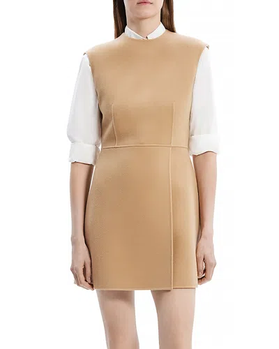 Theory Wool & Cashmere Mini Dress In New Camel