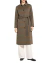 Theory Long Pressed Plaid Single-breasted Coat Brass Multi In Brown