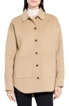 Theory Wool And Recycled Cashmere-blend Felt Jacket In Brown