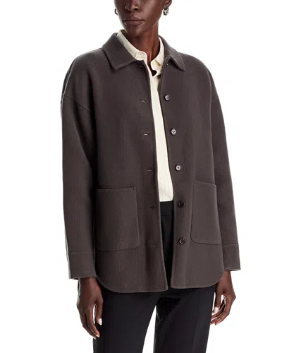 Theory Wool & Cashmere Shirt Jacket In Burgundy