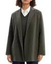 Theory Open Front Wool Blend Blazer In Hunter Green Melange