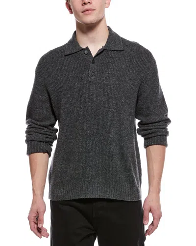 Theory Wool & Cashmere-blend Polo Shirt In Gray