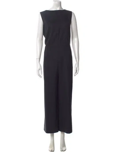 Pre-owned Theory Wool Bateau Neckline Jumpsuit In Black