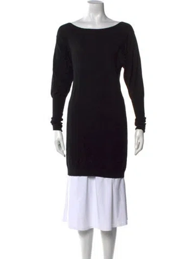 Pre-owned Theory Wool Bateau Neckline Sweater In Black