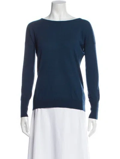 Pre-owned Theory Wool Bateau Neckline Sweater In Blue