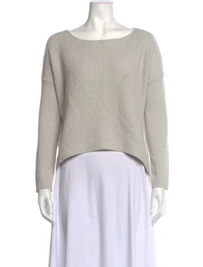 Pre-owned Theory Wool Bateau Neckline Sweater In Green